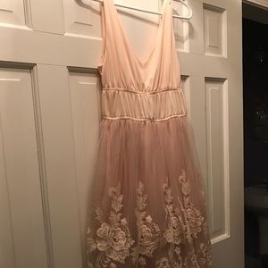 Stunning dress light pink with embroidered tule